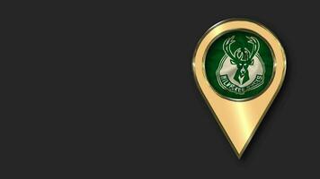 Milwaukee Bucks Gold Location Icon Flag Seamless Looped Waving, Space on Left Side for Design or Information, 3D Rendering video