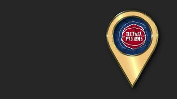 Detroit Pistons Gold Location Icon Flag Seamless Looped Waving, Space on Left Side for Design or Information, 3D Rendering video