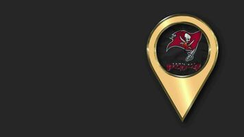 Tampa Bay Buccaneers Gold Location Icon Flag Seamless Looped Waving, Space on Left Side for Design or Information, 3D Rendering video