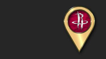 Houston Rockets Gold Location Icon Flag Seamless Looped Waving, Space on Left Side for Design or Information, 3D Rendering video