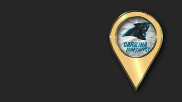 Carolina Panthers Gold Location Icon Flag Seamless Looped Waving, Space on Left Side for Design or Information, 3D Rendering video