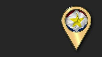 Saba Island Gold Location Icon Flag Seamless Looped Waving, Space on Left Side for Design or Information, 3D Rendering video