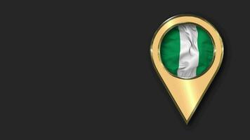 Nigeria goud plaats icoon vlag naadloos lusvormige zwaaien, ruimte Aan links kant voor ontwerp of informatie, 3d renderen video