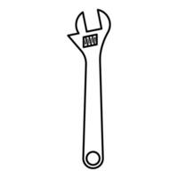 Monkey wrench adjustable spanner divorce key contour outline line icon black color vector illustration image thin flat style