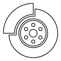 Car brake disk part gear system contour outline line icon black color vector illustration image thin flat style