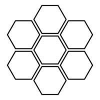 Hexagonal technology concept hexagon six items bee sota geometry six sided polygon contour outline line icon black color vector illustration image thin flat style