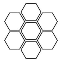 hexagonal tecnología concepto hexágono seis artículos abeja Sota geometría seis de un lado polígono contorno contorno línea icono negro color vector ilustración imagen Delgado plano estilo