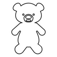 Toy plush bear cute doll contour outline line icon black color vector illustration image thin flat style