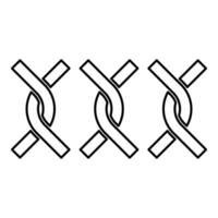 Chain fence twisted wire contour outline line icon black color vector illustration image thin flat style