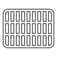 Grating grate lattice trellis net mesh BBQ grill grilling surface rectangle shape roundness contour outline line icon black color vector illustration image thin flat style