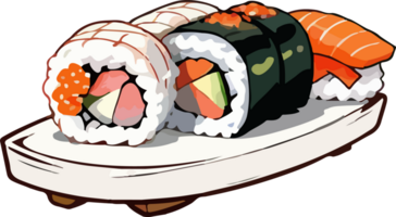 AI generated Sushi Set on Plate Cartoon png