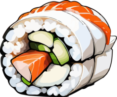 ai generiert Sushi rollen Karikatur Illustration png