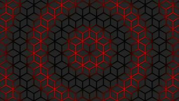 circular Red wave moving over hexagonal shape futuristic background. Trendy sci-fi technology background with hexagonal pattern. Seamless loop video