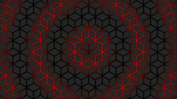 circular vermelho onda comovente sobre hexagonal forma futurista fundo. na moda ficção científica tecnologia fundo com hexagonal padronizar. desatado ciclo video