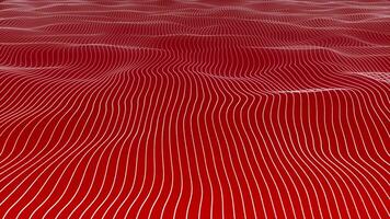 3d rosso colore lento movimento agitando verticale striscia Linee su rosso sfondo video