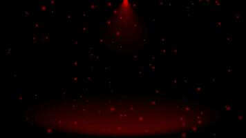 Abstract shinny light rays and particles falling on floor, Red optical flares dark background video