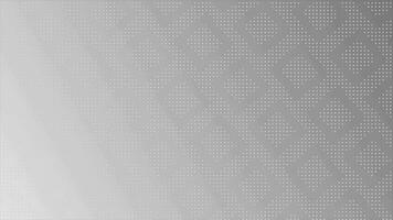 Animated abstract technology background. White and Black color half tone glowing random dots and grid video