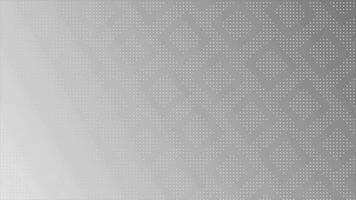 Animated abstract technology background. White and Black color half tone glowing random dots and grid video