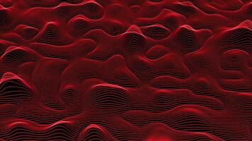 3d looped data flow concept, sci-fi topographic pattern background. Red high tech horizontal lines moving in digital space video