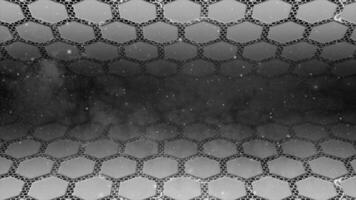 abstract hi-tech hexagonal shapes with moving particles in space futuristic background, White and Black hex shapes hi-tech background video