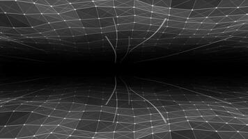 Abstract hi-tech lines and dots slowly moving futuristic plexus pattern with floating lines on black background video