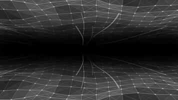 abstrait salut-technologie lignes et points lentement en mouvement futuriste plexus modèle avec flottant lignes sur noir Contexte video