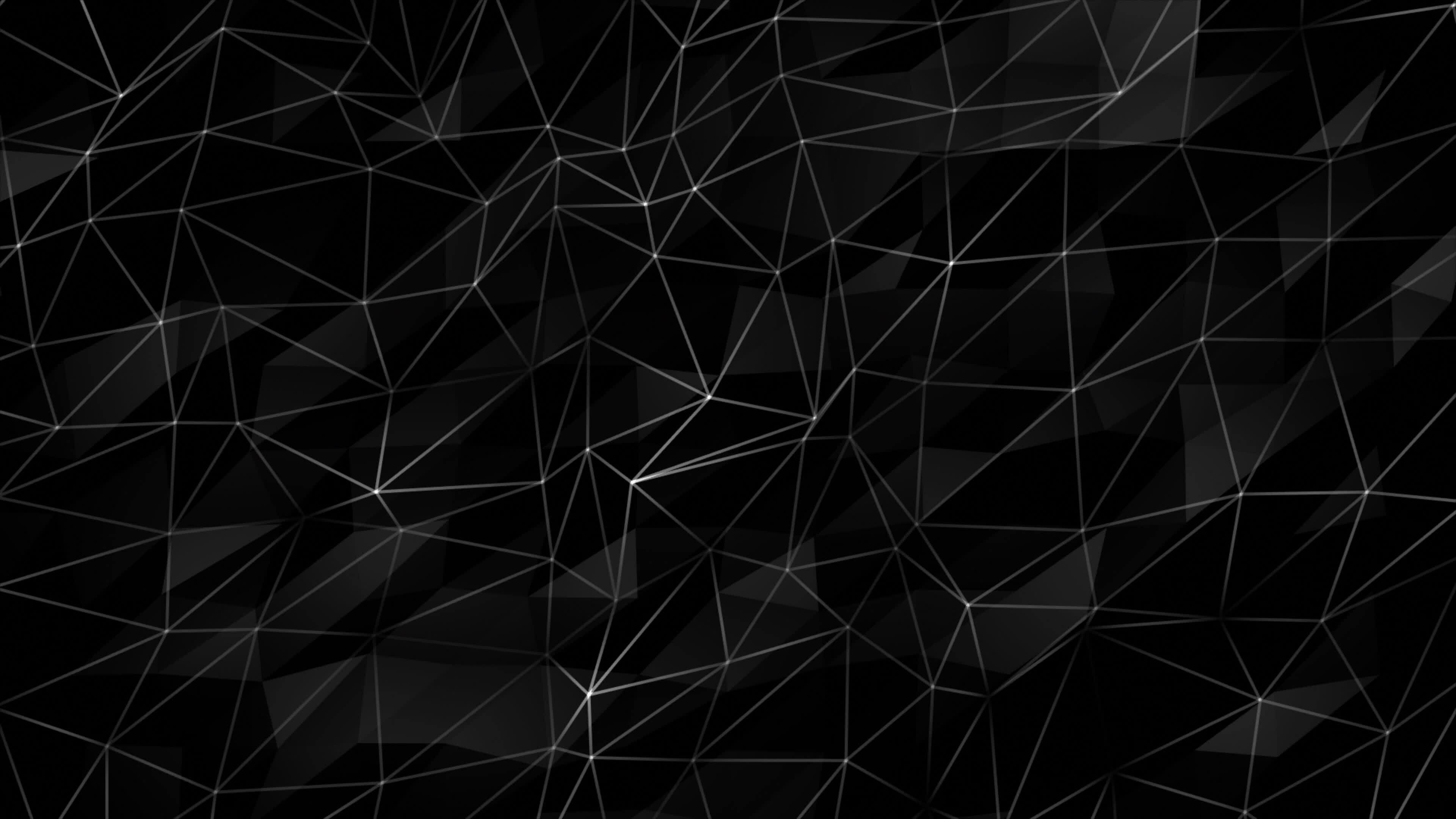 White flashing lines and dots with multiple polygon shape on black
