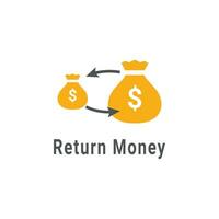 regreso dinero icono vector logo diseño concepto
