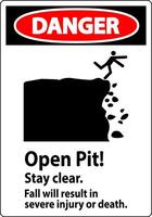 Danger Sign Open Pit Stay Clear Fall Will Result In Severe Injury Or Death vector