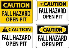 Caution Sign Fall Hazard - Open Pit vector