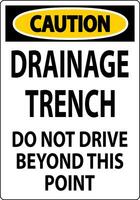 Caution Sign Drainage Trench - Do Not Drive Beyond This Point vector