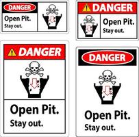 Danger Sign Open Pit, Stay Out vector