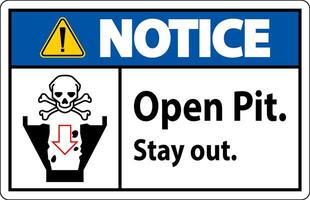 Notice Sign Open Pit, Stay Out vector