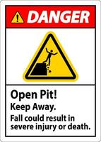 Danger Sign Open Pit Keep Away Fall Could Result In Severe Injury Or Death vector