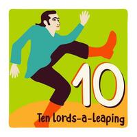 Ten lords-a-leaping. Twelve days of Christmas vector
