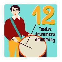 Twelve drummers drumming. Twelve days of Christmas vector