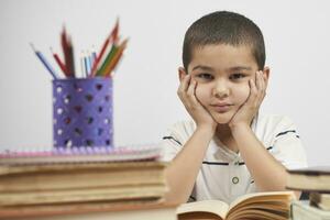 Portrait of middle eastern schoolboy photo