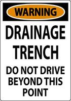 Warning Sign Drainage Trench - Do Not Drive Beyond This Point vector