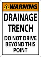 Warning Sign Drainage Trench - Do Not Drive Beyond This Point vector