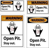 Warning Sign Open Pit, Stay Out vector