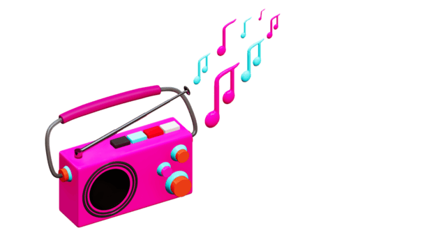 3d interpretazione di portatile Radio nel colorato retrò stile png