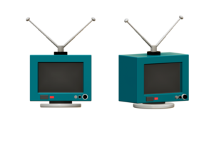 3D rendering of television in retro or vintage style, square tv png