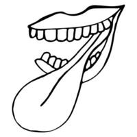 vector garabatear ilustración de un sonrisa con sus lengua colgando fuera