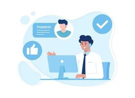 call center and technical support for customers, online consultation concept flat illustration vector