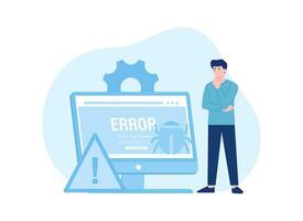 fix 404 error computer screen page with error concept flat illustration vector