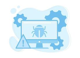 computer malware virus attack concept flat illustration vector