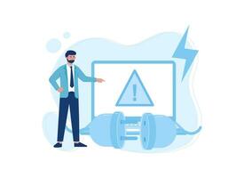 man experiences system error concept flat illustration vector