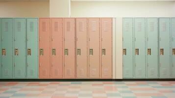 AI generated Generative AI, Row of high school lockers in the hallway, locker room photo