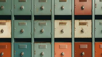 AI generated Generative AI, Row of high school lockers in the hallway, locker room photo