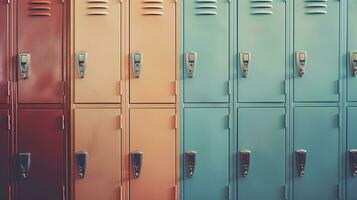 AI generated Generative AI, Row of high school lockers in the hallway, locker room photo